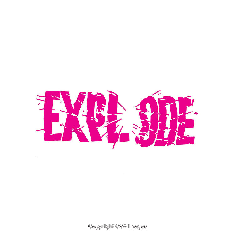 Dynamic Pink Explode Graphic Effect With Fragmented Letters on White Background