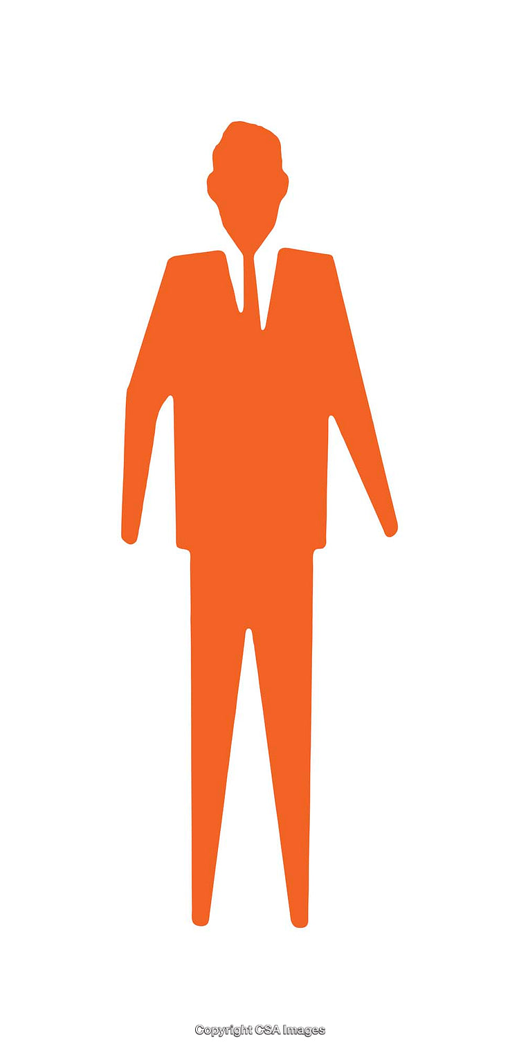 Minimalist Silhouette of an Orange Figure in Formal Business Attire