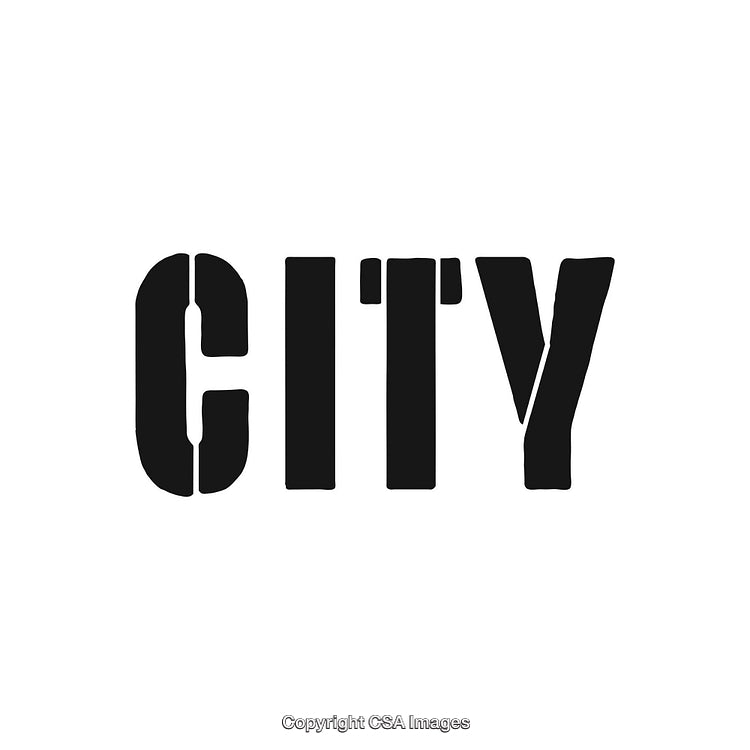 Black Stenciled Word 'CITY' on a Minimalistic White Background