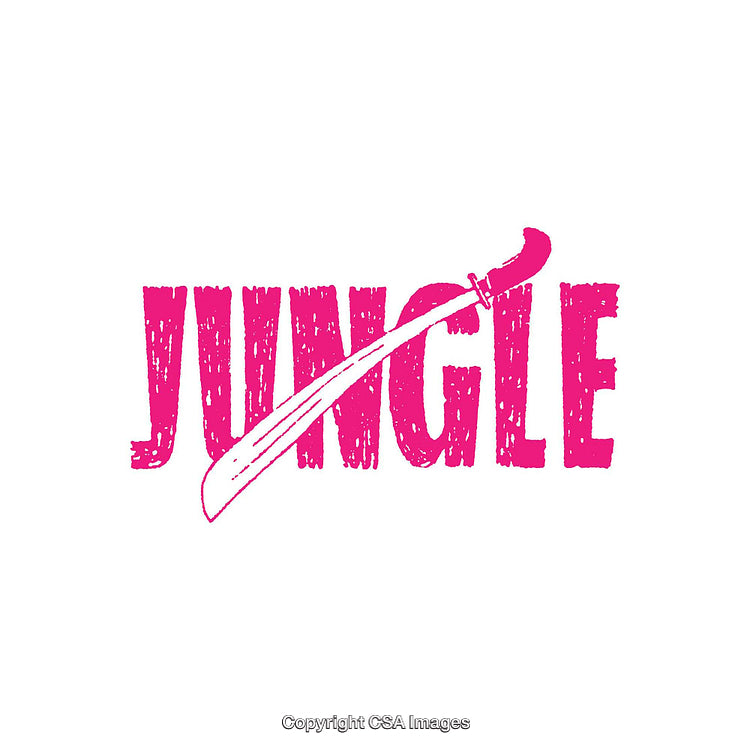 Creative Pink Jungle Themed Illustration with Decorative Text Elements