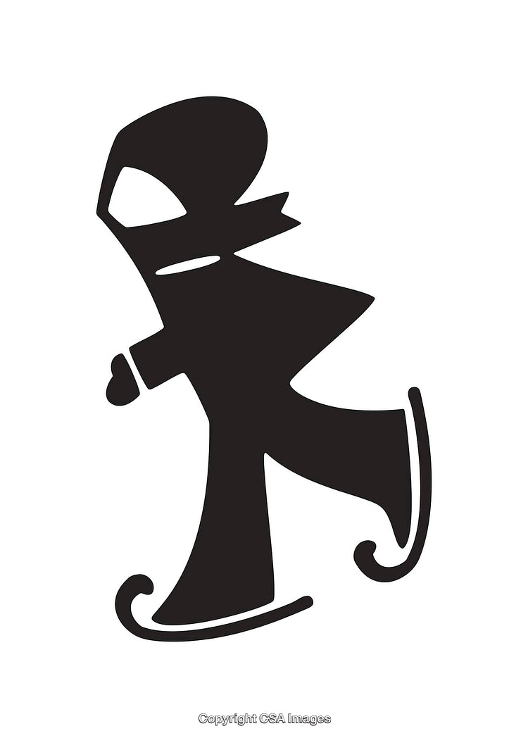 Black And White Icon Depicting a Skater in Motion