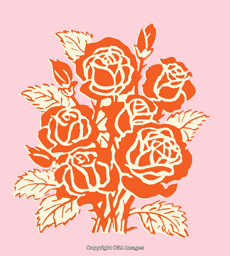 Colorful Rose Bouquet Illustration in Bold Line Art Design