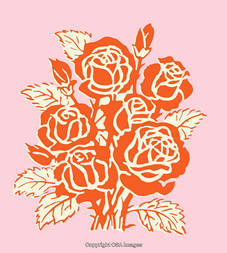 Colorful Rose Bouquet Illustration in Bold Line Art Design
