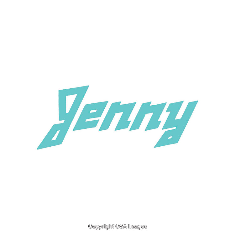Creative Teal Typography of the Name Jenny on White Background