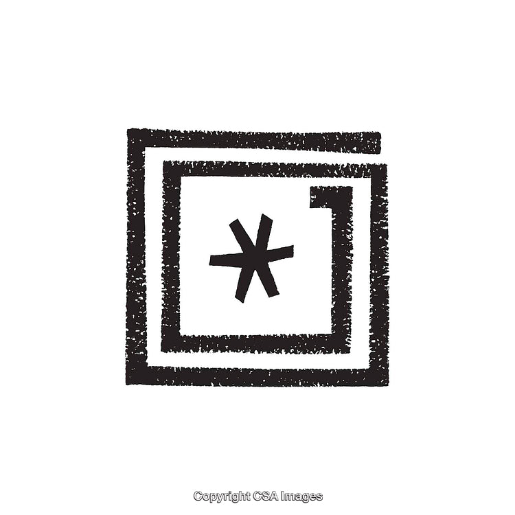 Abstract Grunge Black and White Symbol with Asterisk