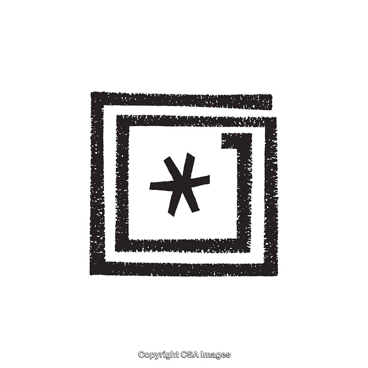 Abstract Grunge Black and White Symbol with Asterisk