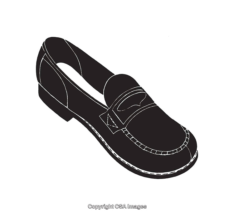 Black And White Line Art Illustration of a Classic Loafer Shoe
