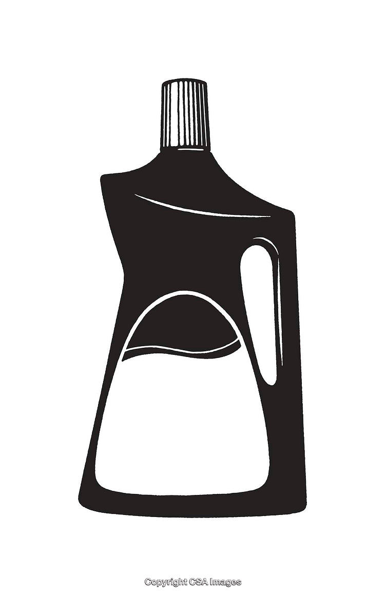 Black and White Line Art Illustration of a Detergent Bottle