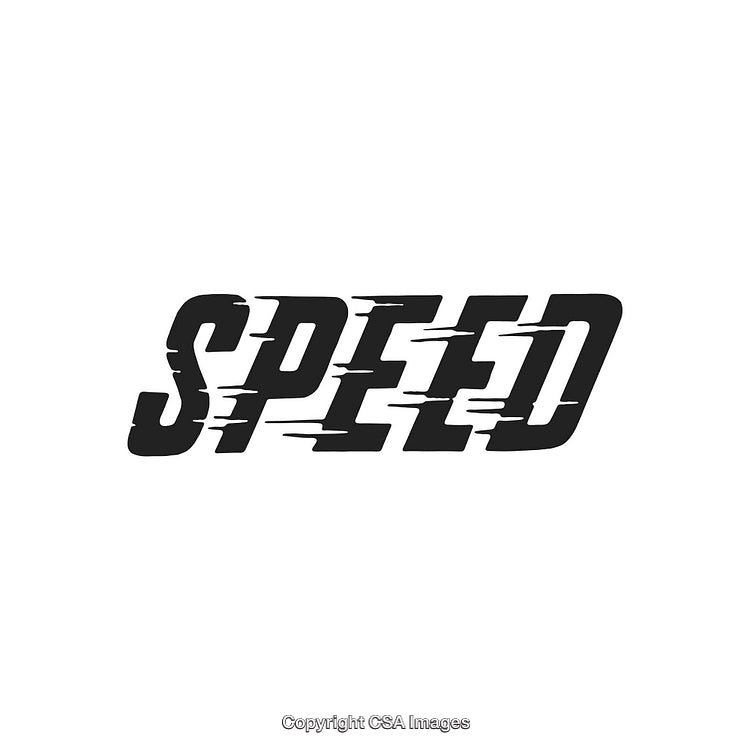 Dynamic Stylized Text Showcasing Speed and Motion in Bold Design