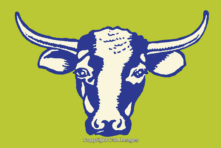 Detailed Line Art of a Bull Head on Vibrant Green Background
