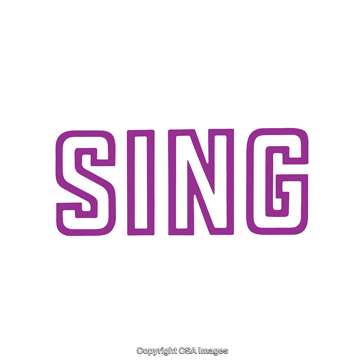 Purple Bold Text Depicting the Word Sing on White Background