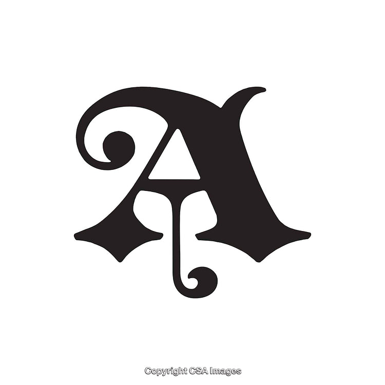 Elegant Black Letter A with Swirls and Decorative Elements