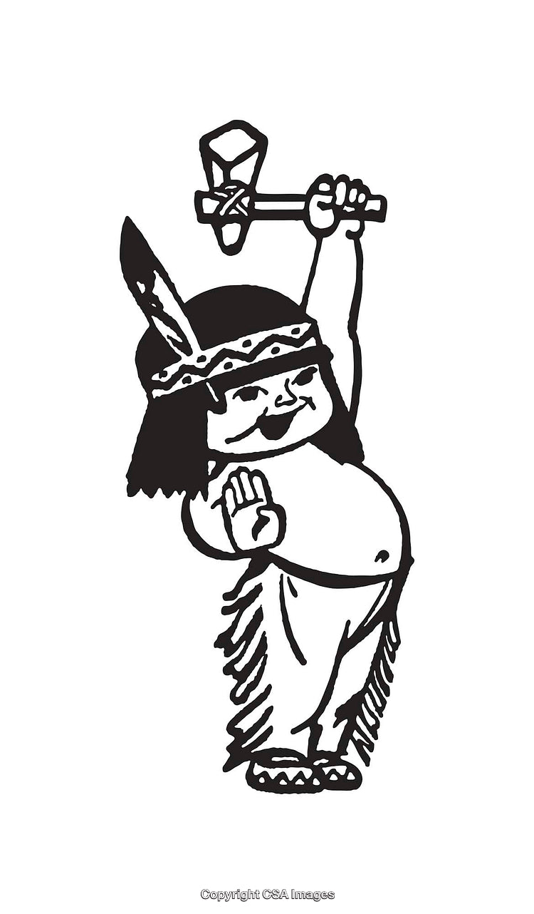Black and White Line Art of Cartoon Character Holding Hammer