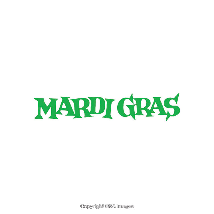 Green Mardi Gras Themed Text Illustration on White