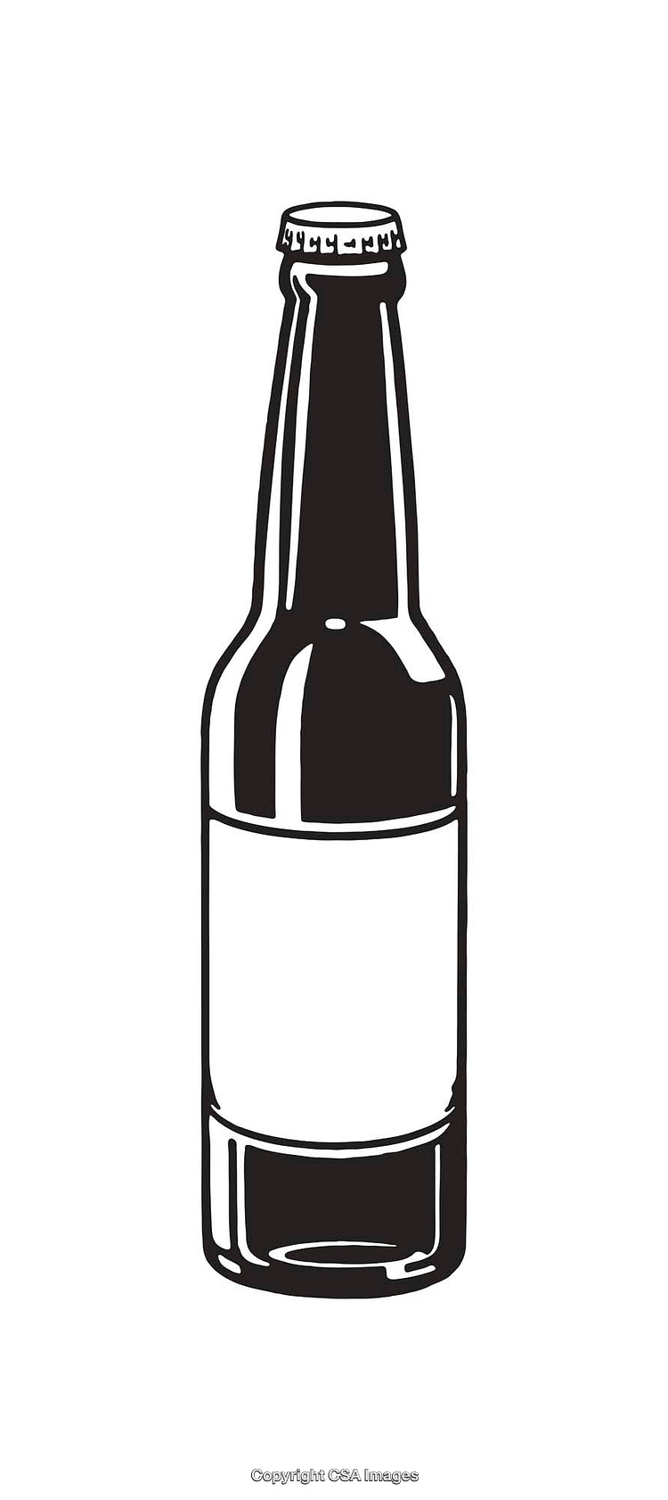 Black and White Line Art Illustration of a Beverage Bottle