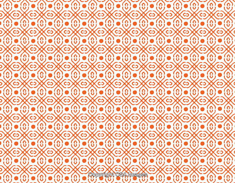 Geometric Orange Pattern With Intricate Repeating Motifs on White Background