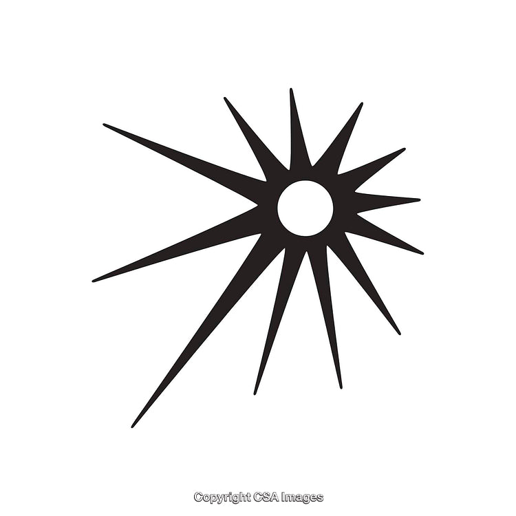 Abstract Black Starburst Shape on White Background for Graphic Design