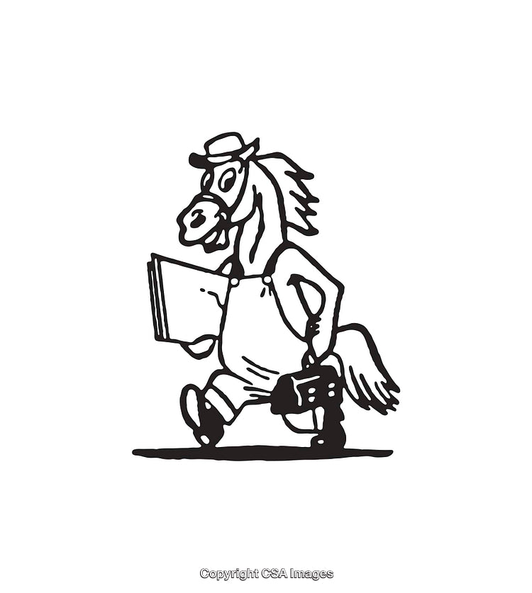 Black and White Line Art Illustration of a Horse in Motion