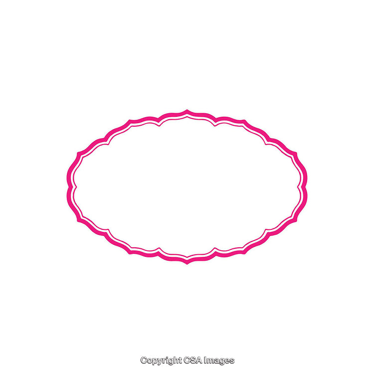 Elegant Pink Decorative Frame with Intricate Curves and Blank Center