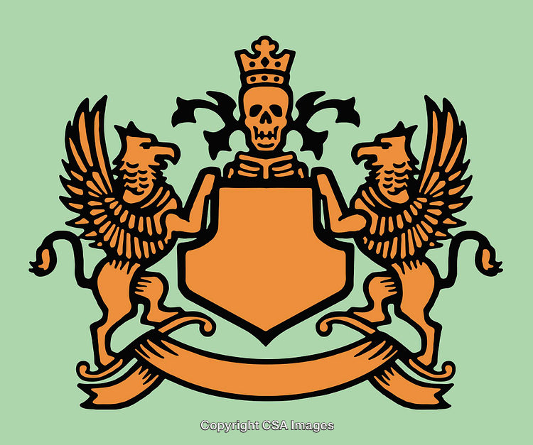 Ornate Coat of Arms with Griffin and Crown Illustrations