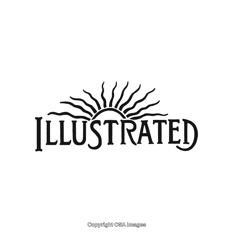 Illustrated Emblem with Rising Sun and Energetic Artistic Design
