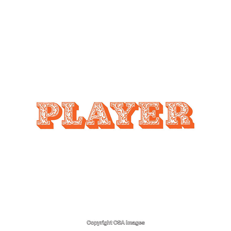 Bold Orange Decorative Typography with the Word 'Player' on a White Background