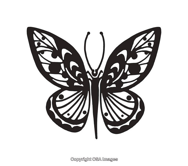 Intricate Black and White Butterfly Line Art Illustration