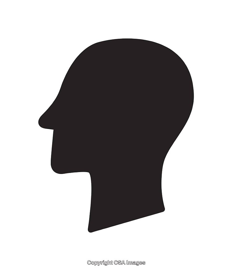 Silhouette Profile Icon of Human Head in Black on White Background