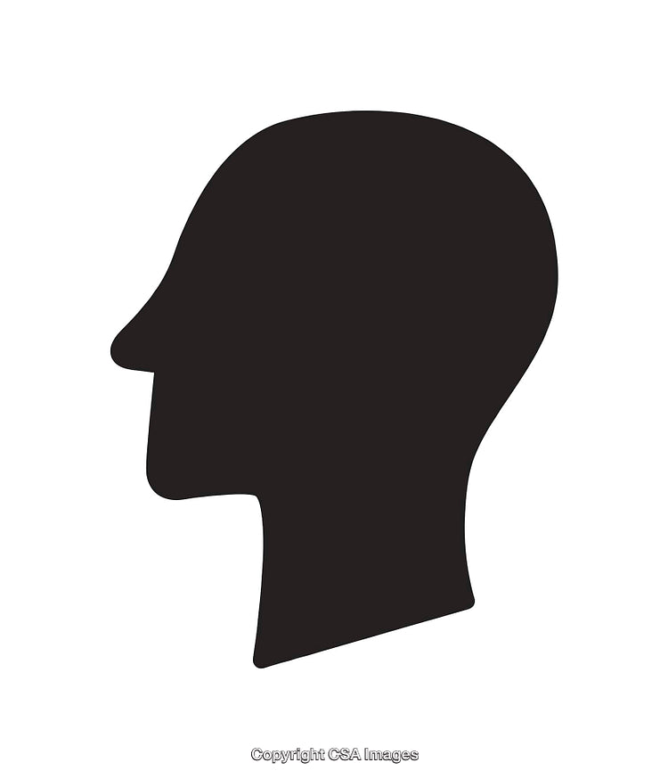 Silhouette Profile Icon of Human Head in Black on White Background