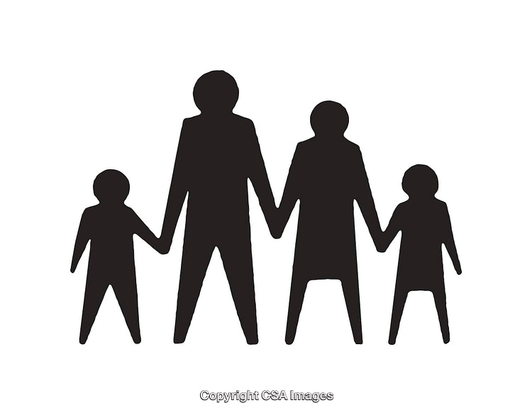 Silhouette Icon Representing a Family Holding Hands in Unity