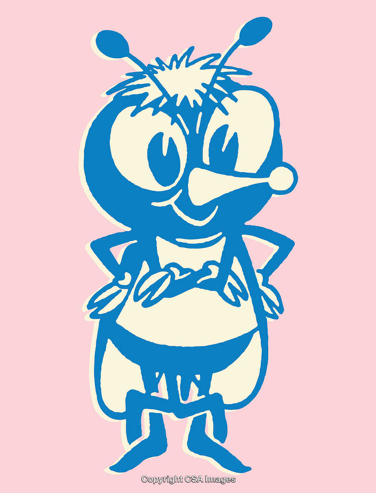 Colorful Cartoon Bee Character with Hands on Hips and Smiling Expression