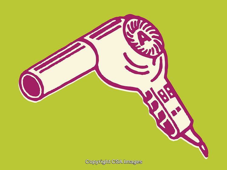 Bright Color Illustration of a Hair Dryer on a Vibrant Background