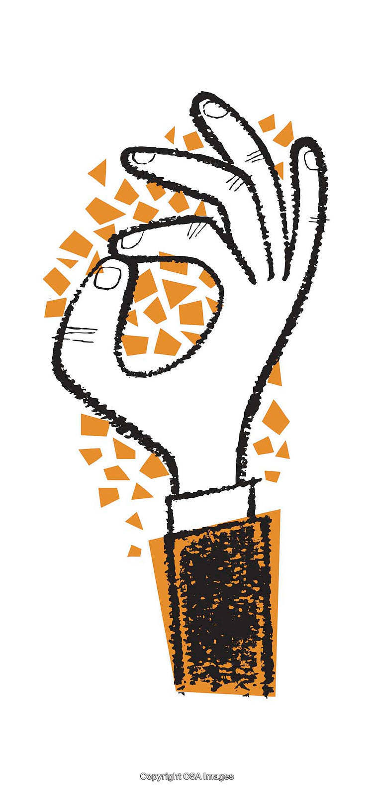 Creative Sketch of a Hand Gesturing OK With Decorative Details