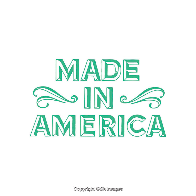 Green Stylized 'Made in America' Typography with Vintage Decorations