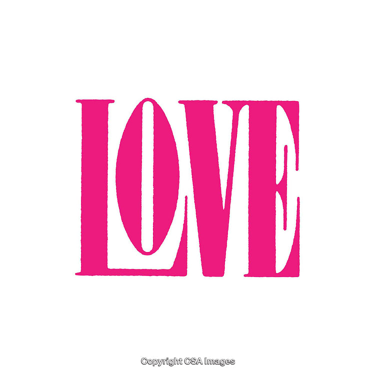 Bold Pink LOVE Text Artwork on White Background