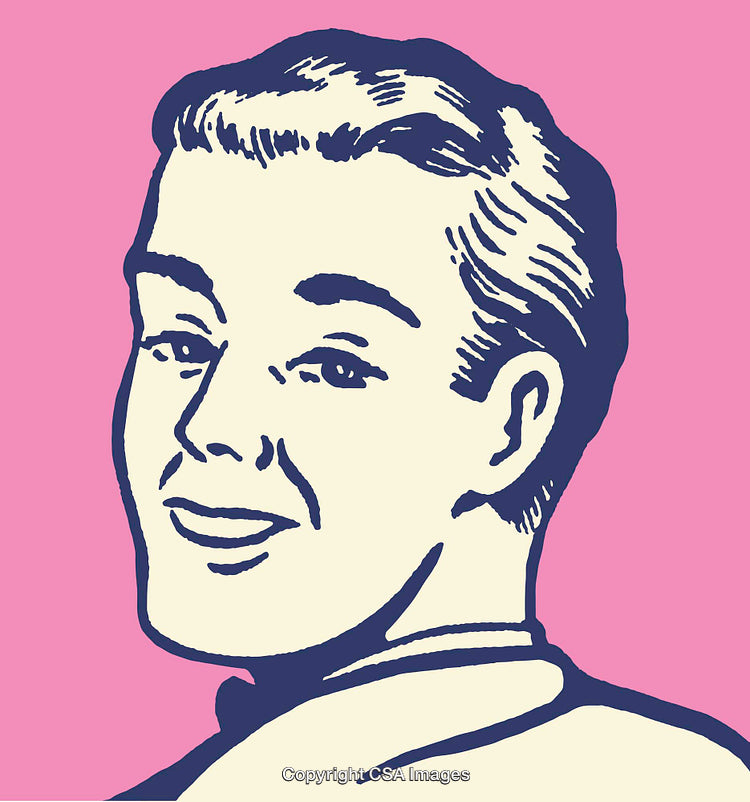 Retro Pop Art Illustration of Smiling Man With Vibrant Pink Background