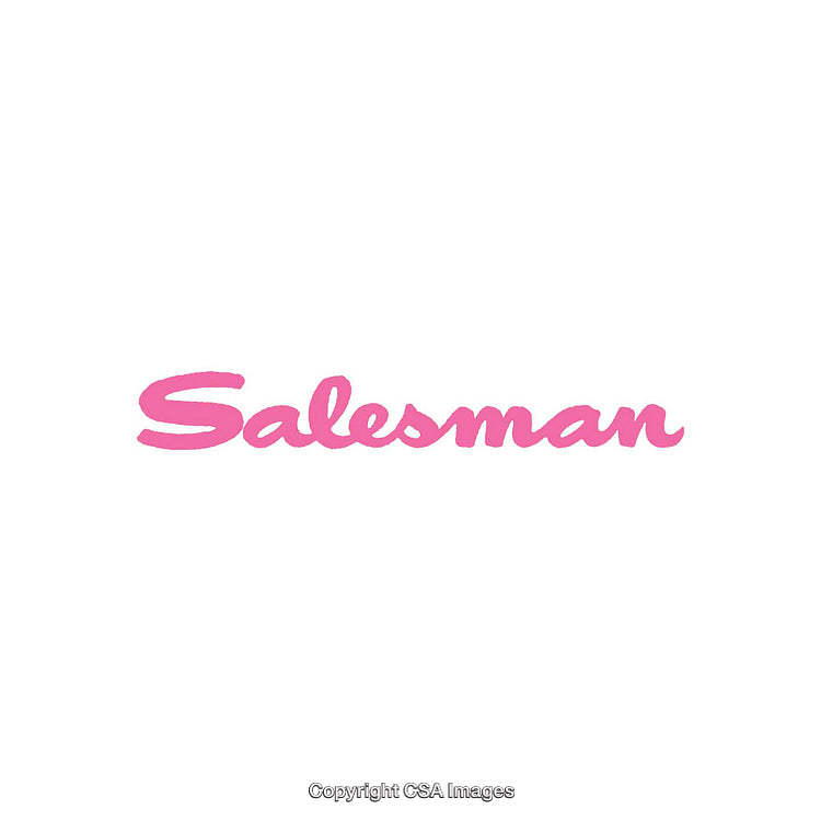 Minimalist Pink Word Design Reading 'Salesman' on White Background