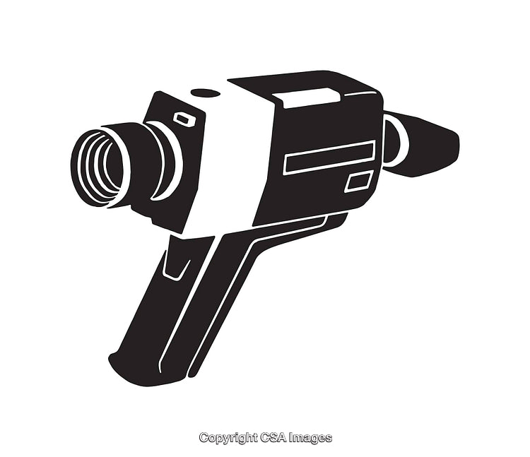 Vintage Black and White Camera Illustration with Retro Aesthetic Detail