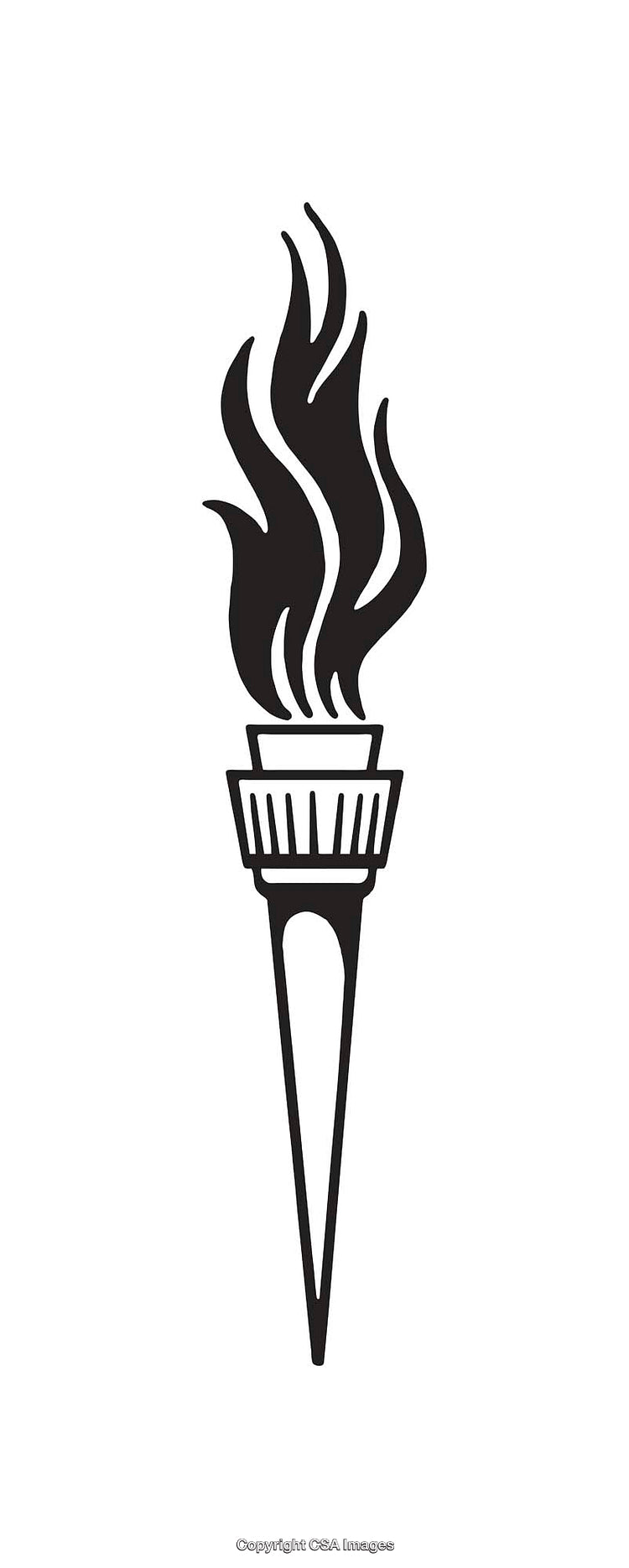 Black and White Line Art of Flaming Torch Symbol