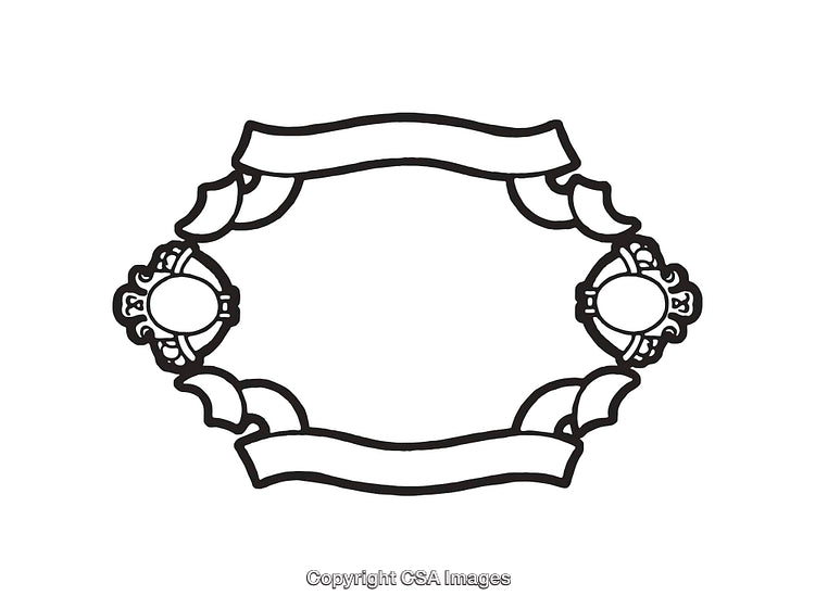 Elegant Black and White Line Art Decorative Frame with Ribbons