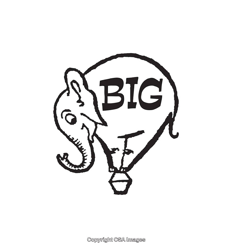 Whimsical Line Art Illustration of an Elephant Shaped Like a Hot Air Balloon