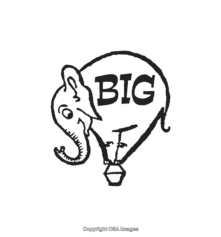 Whimsical Line Art Illustration of an Elephant Shaped Like a Hot Air Balloon