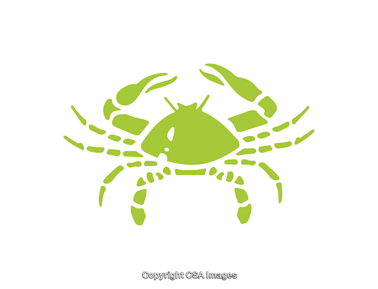 Green Crab Silhouette Icon Isolated on a White Background