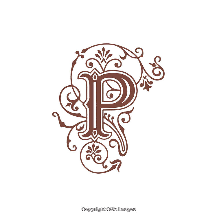 Ornamental Typography Art with Vintage Style Letter P Design
