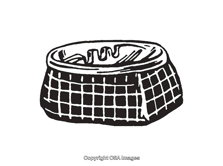 Black and White Line Art of a Checkered Bowl Illustration