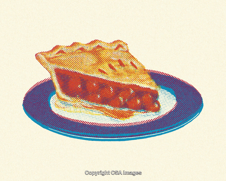 Retro-Inspired Illustration of a Slice of Pie on a Plate