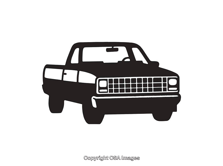 Black and White Line Art of Classic Pickup Truck
