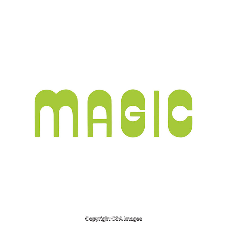 Minimalist Green Typography Spelling The Word Magic on White Background