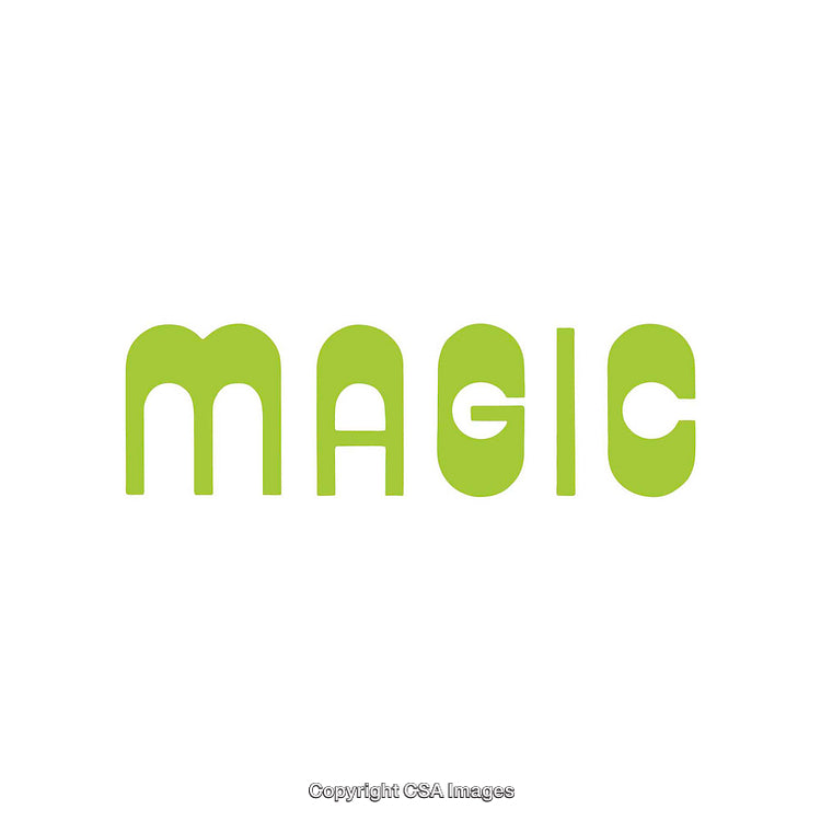 Minimalist Green Typography Spelling The Word Magic on White Background