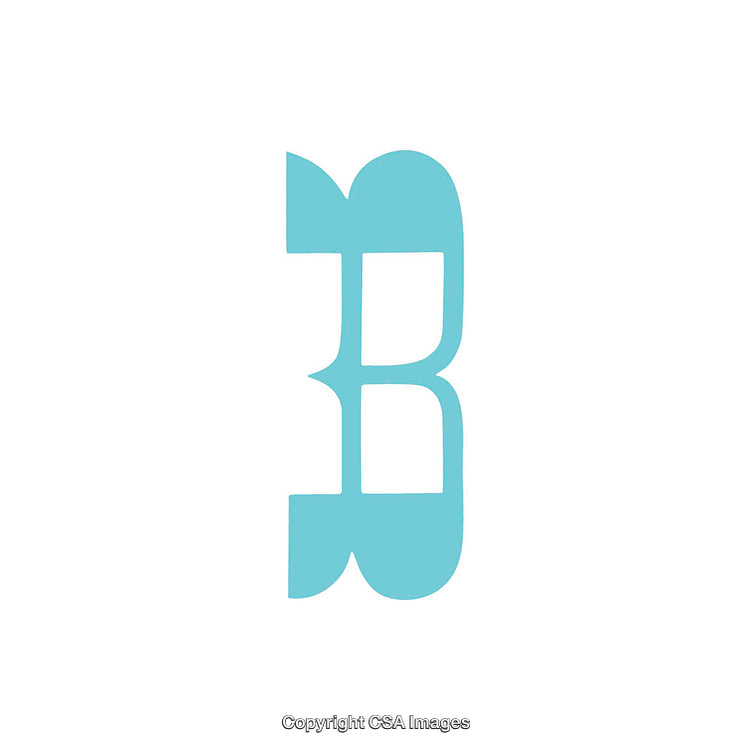 Stylized Letter B Illustration in Light Blue On White Background